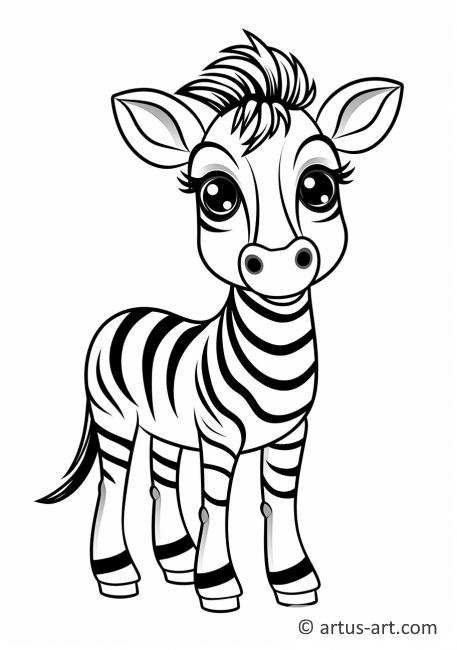 Pagina da colorare con la zebra per bambini